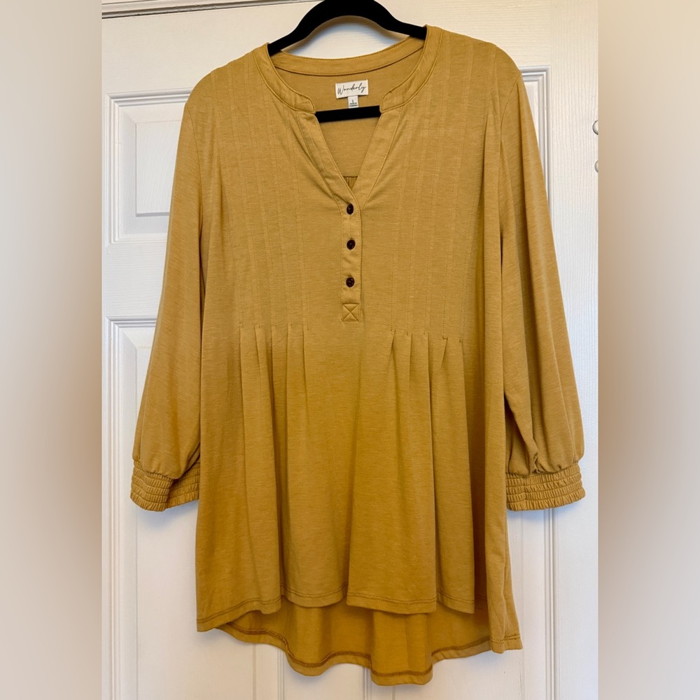 NWOT women’s Wonderly cotton blend 3/4 sleeve tunic caramel size L